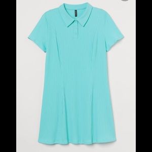 Sold out H&M turquoise collared tshirt Tennis Dress short sleeve